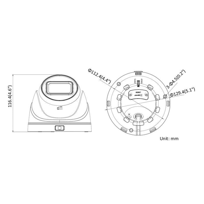 Telecamera IP Turret Dome 1080P 2MP Ottica Varifocale Motorizzato 2.8-12mm H.265+ PoE OSD IP67 Slot SD HiWatch HWI-T621H-Z