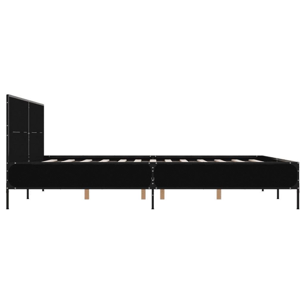 Giroletto Nero 140x200 cm in Legno Multistrato e Metallo