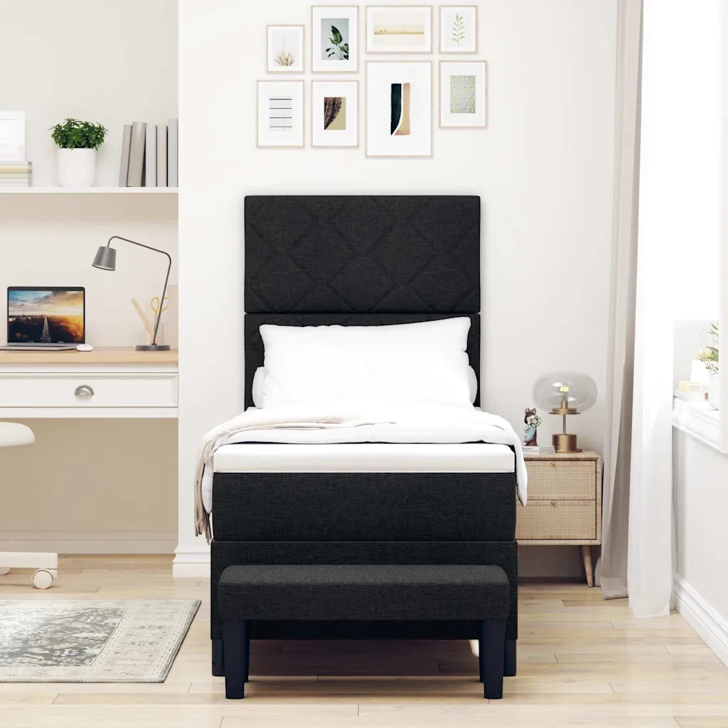 Letto a molle con testiera Nero 80 x 200 cm Tessuto 3344102