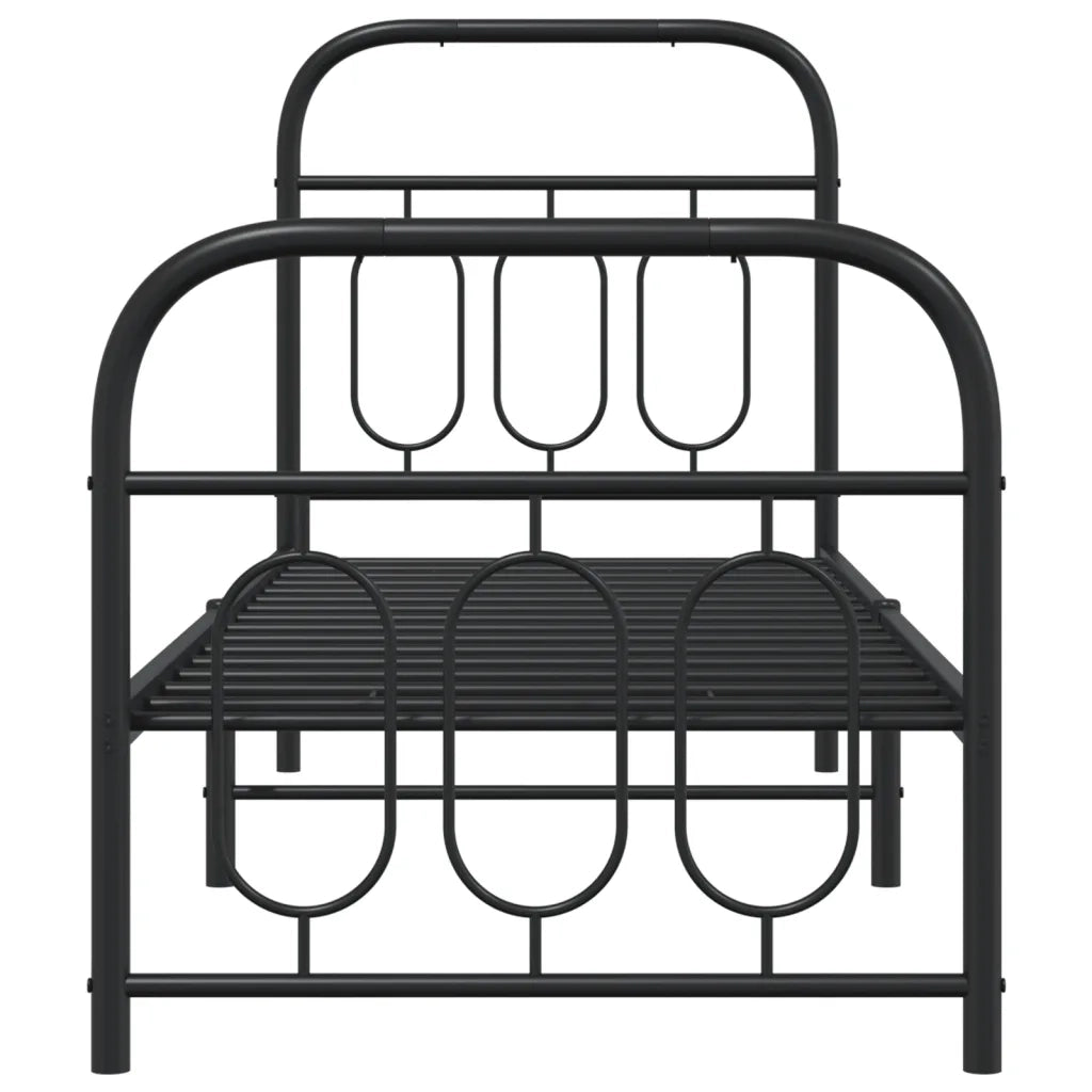 Giroletto con Testiera e Pediera Metallo Nero 75x190 cm 377125
