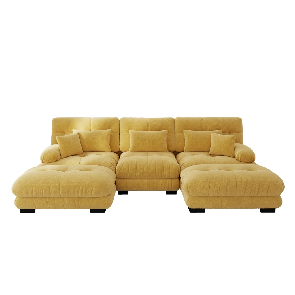 Divano Letto Angolare Modulare U ¨C MINIMAL ¨C Tessuto Giallo, Ottoman