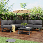 Set Divano da Giardino 5-6 Posti ¨C MINIMAL ¨C 2 Divani 3 Posti, Tavolo, 7 Cuscini Grigi, Ferro Antracite