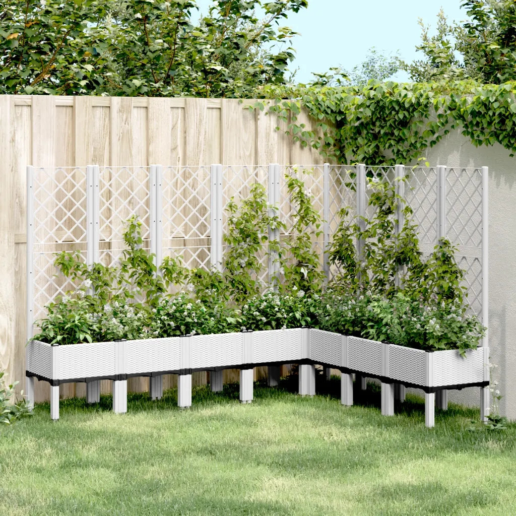 Fioriera | Cassetta per fiori | Vaso da Giardino con Traliccio Bianco 200x160x142 cm in PP