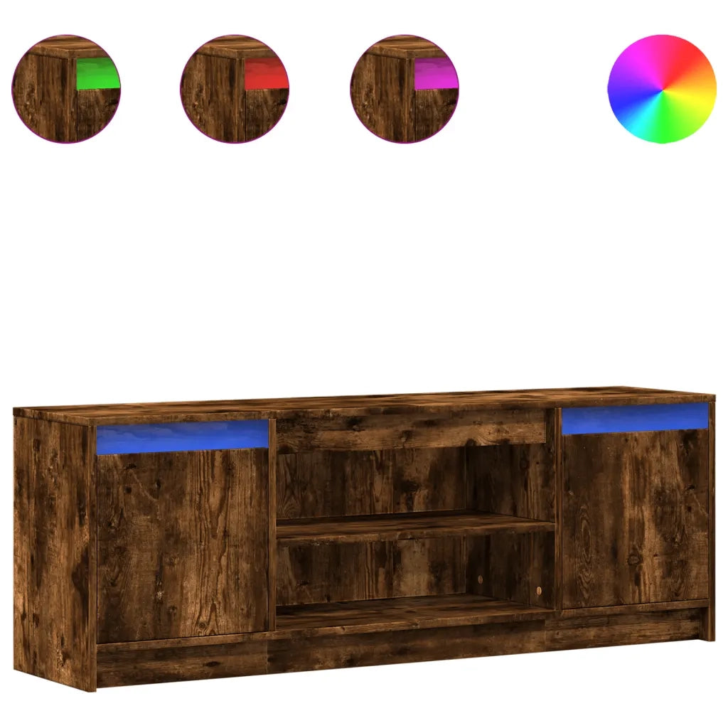 Mobile TV | Armadietto TV | Mobile Porta TV con LED Rovere Fumo 139,5x34x50cm in Truciolato