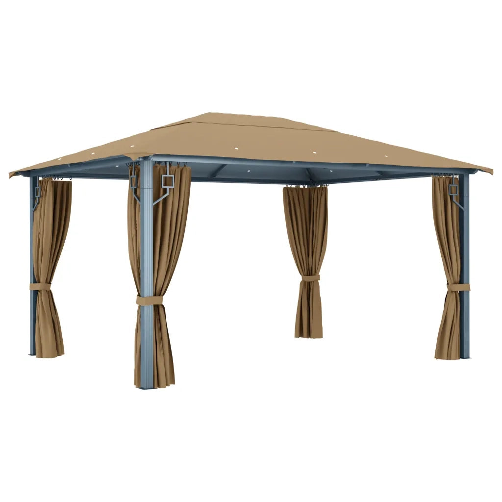 Gazebo con Tenda 400x300 cm Grigio Talpa in Alluminio