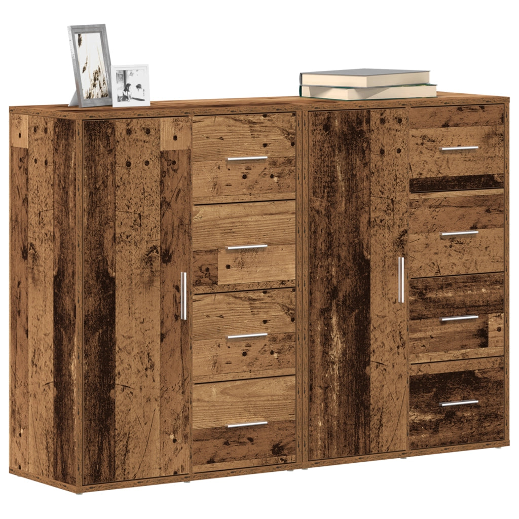 Credenze 2 pezzi Legno Vecchio 60x31x84 cm Legno Ingegnerizzato