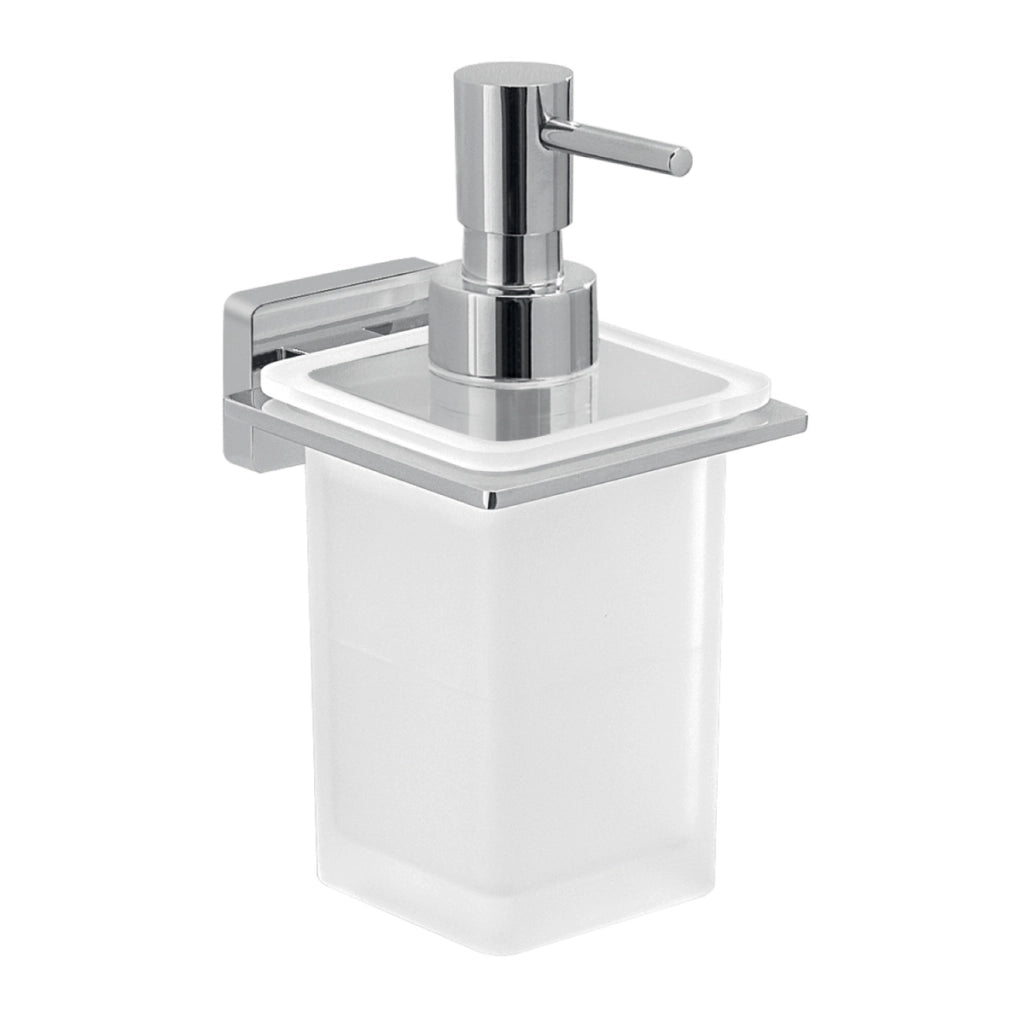 DOSA SAPONE DA PARETE IN ACCIAIO INOX E VETRO MODELLO ATENA - DIM. CM (LXPXH): 8,1X11,1X16,4 - CROMATO  - GDY