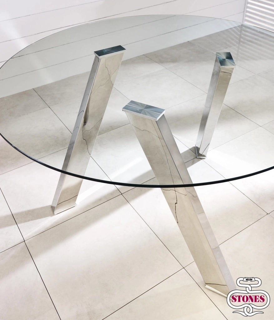 Tavolo fisso in vetro temperato trasparente 120x75h cm