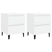 Set di 2 Comodini | Armadio da Notte | Mobiletto da notte Bianco 40x35x50 cm in Legno Multistrato