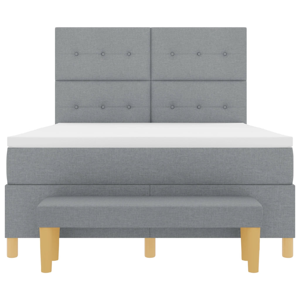 letto a molle vitaXL con materasso e panca grigio chiaro 140x200 cm in tessuto