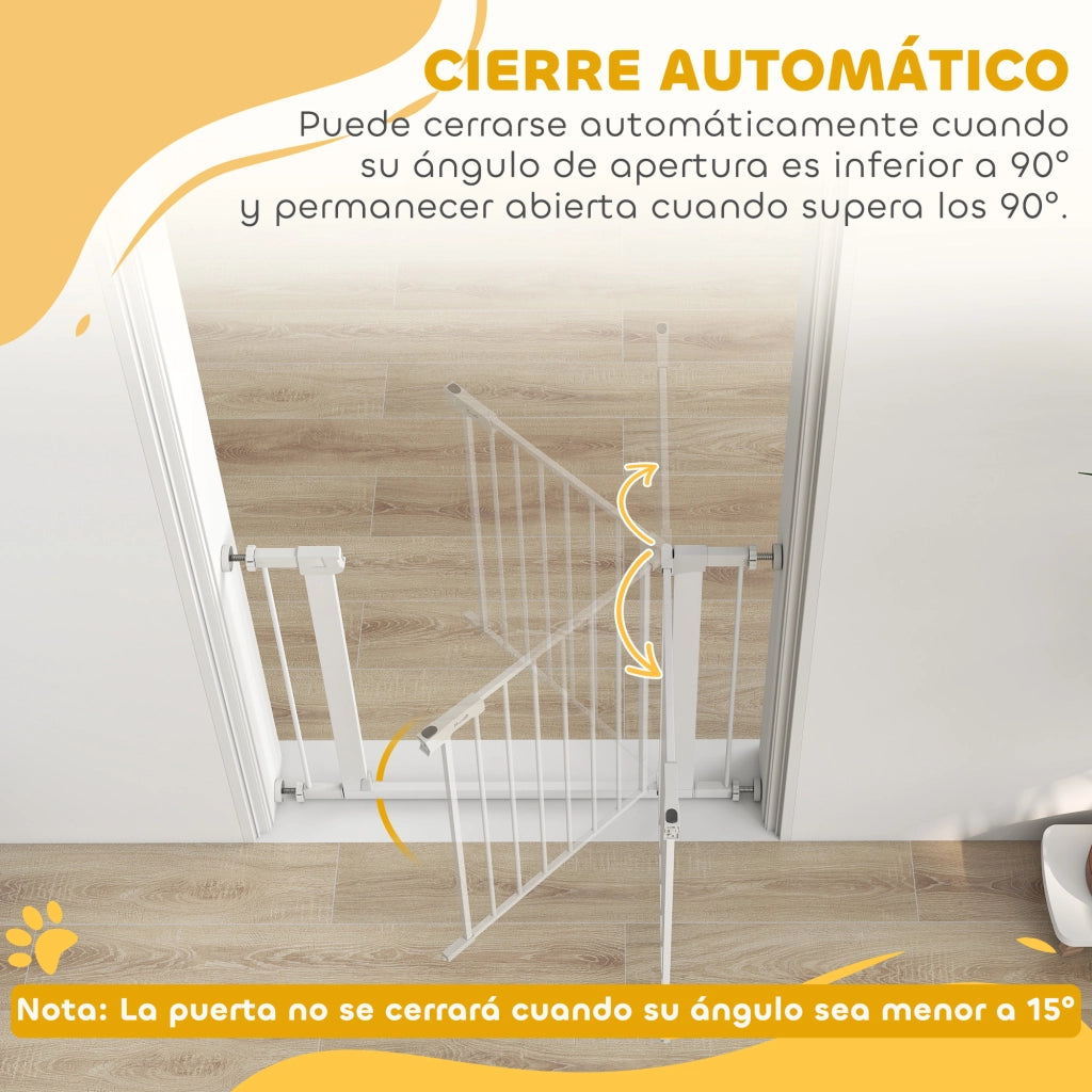 Barriera per Cani Estensibile per Porte e Scale ¨C Zephmum ¨C 76-97 cm Chiusura Automatica Metallo Bianco