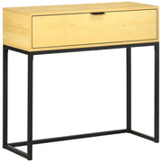Tavolino consolle con cassetto ¨C Zephmum ¨C Legno naturale gambe acciaio 80x30x76 cm
