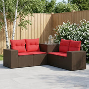 Set di divani 5 pz Marrone e Rosso Rattan sintetico e Acciaio 3447915
