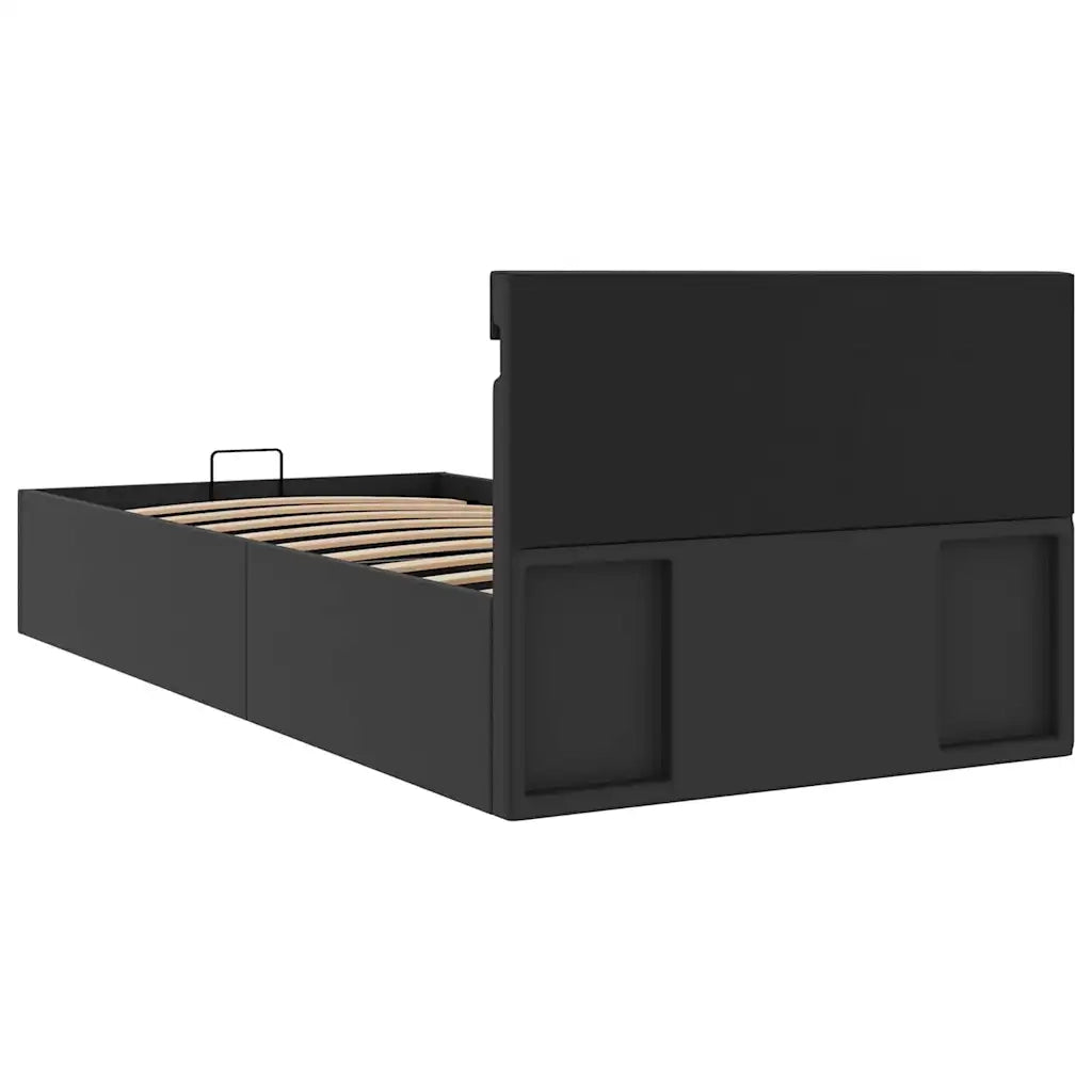 Giroletto Contenitore Idraulico LED Nero Similpelle 90x200 cm 285540