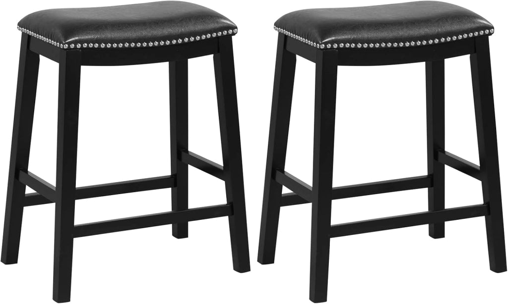 Sgabello da bar 2 pezzi, altezza 66 cm, sgabello da bar in ecopelle PVC con seduta imbottita, telaio in legno, carico massimo 100 kg, sgabello: