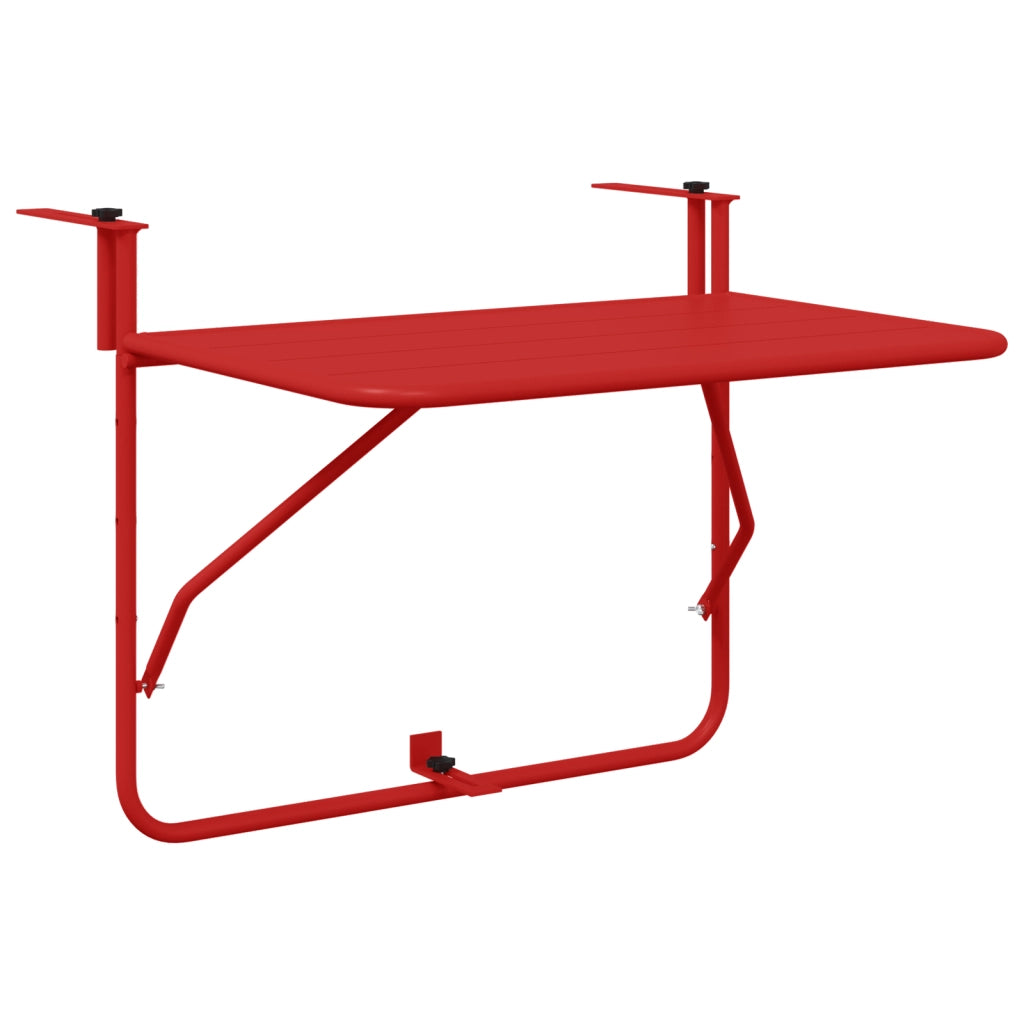 Tavolo da balcone a scomparsa rosso 60x40 cm in acciaio