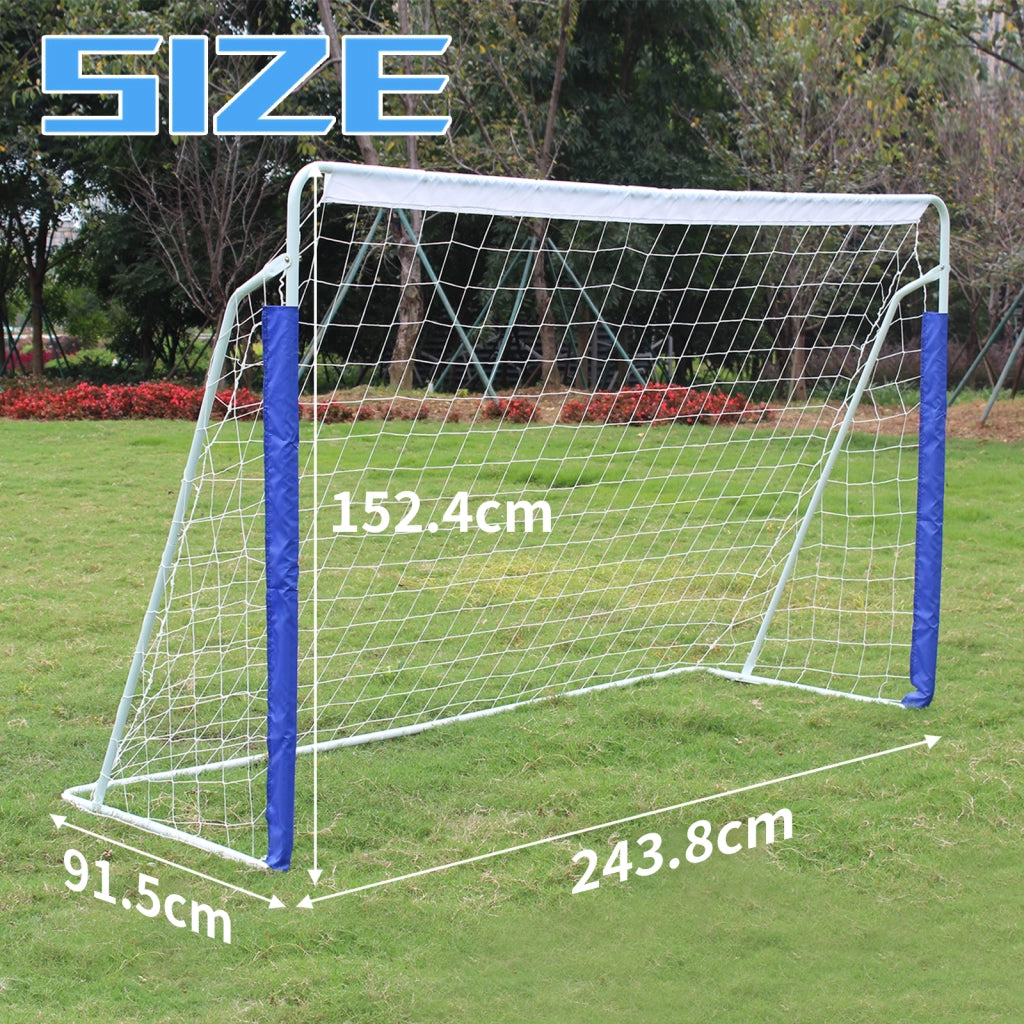 Porta da calcio pieghevole 240x150x90 cm con base in metallo, rete resistente e borsa per il trasporto