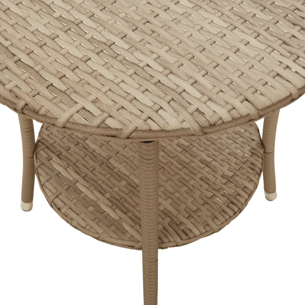 Sedie da Giardino Reclinabili 2pz con Tavolino Polyrattan Beige 365708