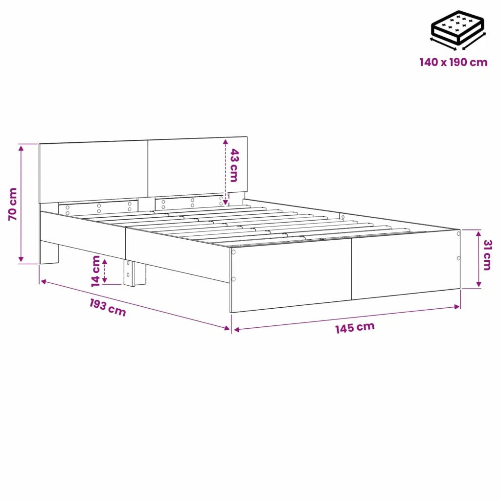 Struttura letto con testata Rovere Artigianale 140 x 190 cm 3445781