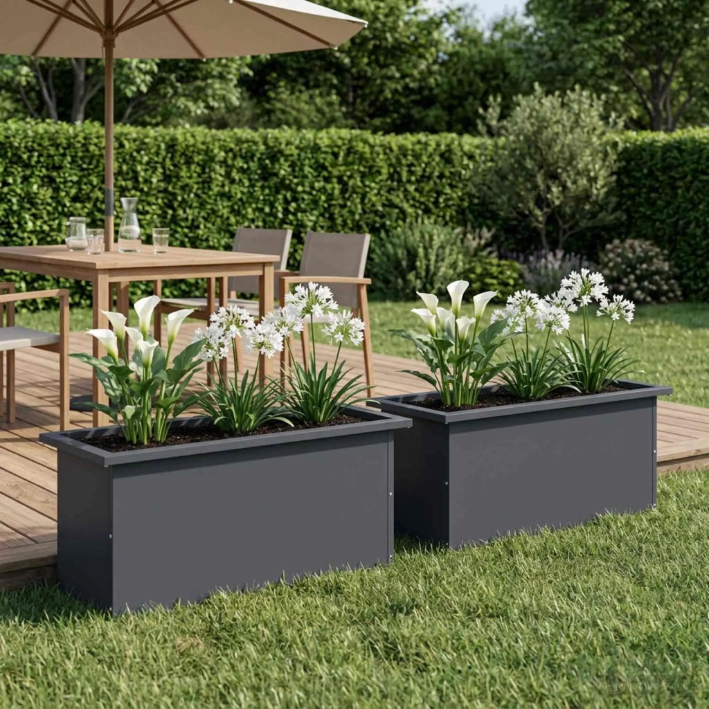 Fioriera da giardino con LED 2 pz Antracite 30 x 80 x 30 cm 8008103