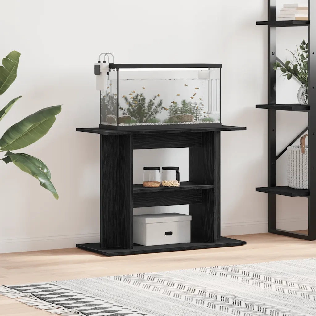 Supporto Acquario 80x35x60 cm Legno Multistrato Rovere Nero 862149