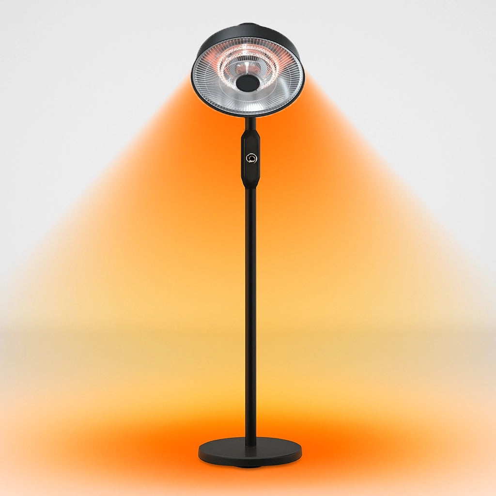 Stufa Patio Fungo Riscaldatore Elettrico Piantana 2000W Carbonio H.202cm - Inclinazione e potenza regolabile - Protezione IP24