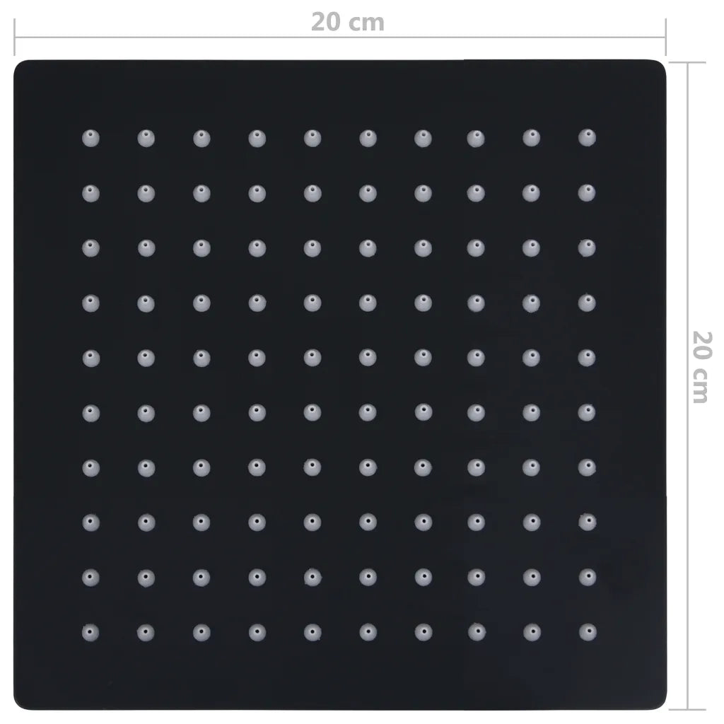 Testa Doccia a Pioggia in Acciaio Inoxe 20x20 cm Quadrata Nera