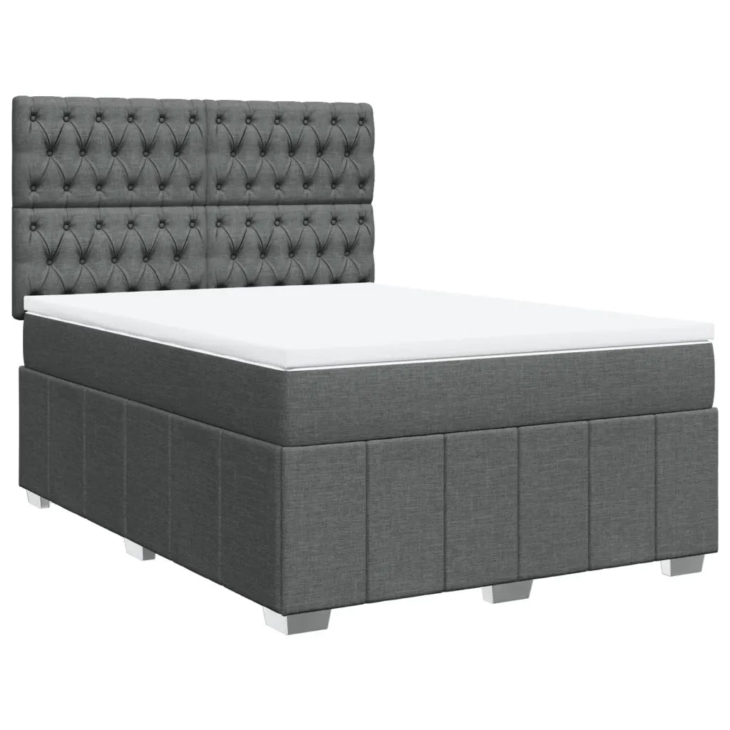 Giroletto a Molle con Materasso Grigio Scuro 140x200cm Tessuto