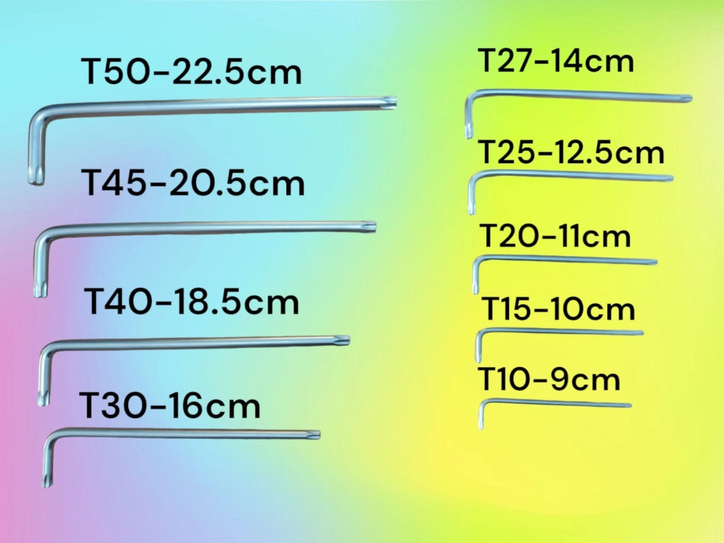 Set 9 Chiavi Torx a L Extra Lunghe Cromo Vanadio Chiavi Da T10 a T50 YX-1003