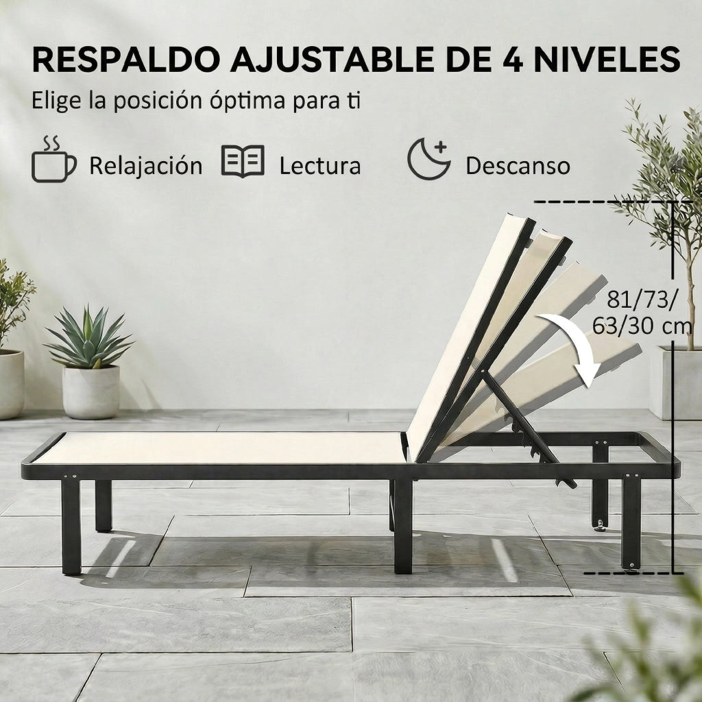 Poltrona reclinabile a 2 pezzi con ruote ¨C zephmum ¨C Tessuto beige, struttura alluminio