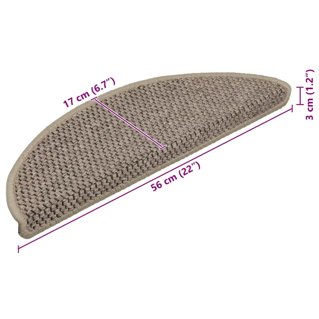 Tappeti Adesivi Scale Aspetto Sisal 15 pz 56x17x3cm Beige Scuro 326866