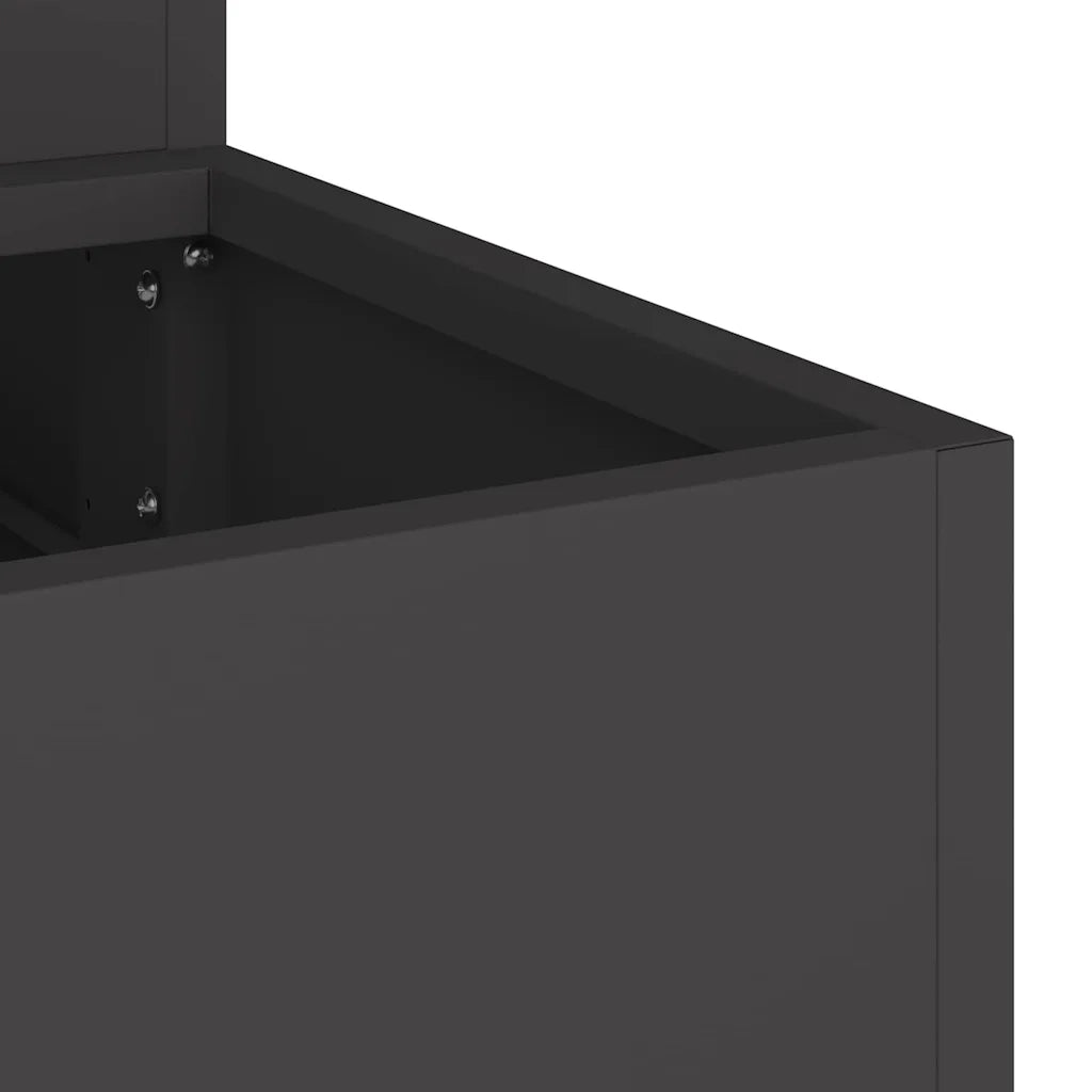 Fioriera da giardino moderna per esterni 90 x 90 x 35 cm resistente ed esteticamente gradevole realizzata in acciaio laminato a freddo nero 02_0052048