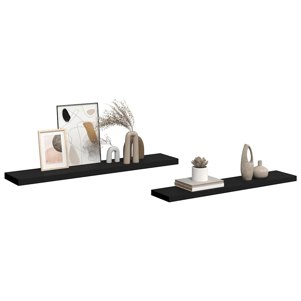 Scaffali a Parete 2 pz Neri 120x23,5x3,8 cm in MDF 323842