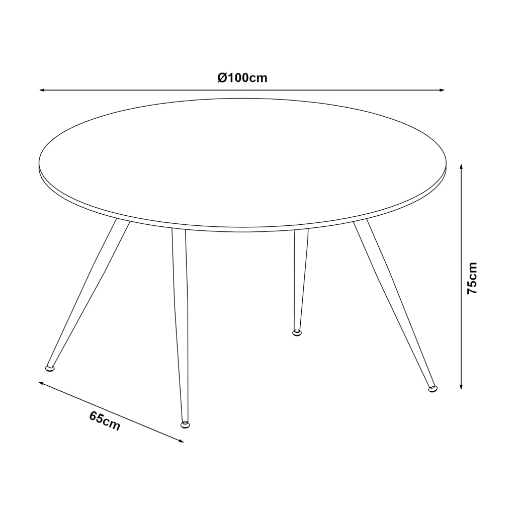 Set da Pranzo Fitjar Tavolo con Piano Rotondo Ø100 cm Effetto Cemento e 4 Sedie Effetto Velluto Grigio Scuro [en.casa]