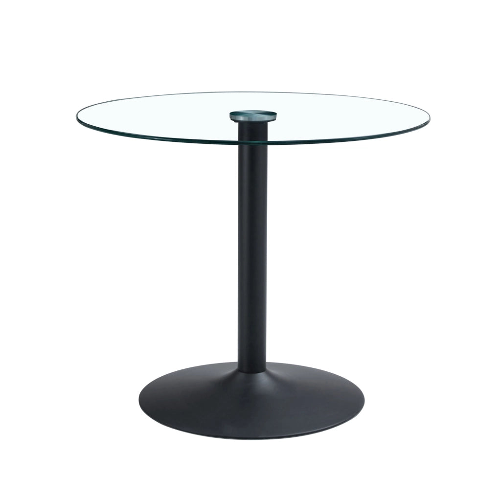 tavolo alto rotondo 85 cm nero e trasparente in vetro temperato, 1 collo
