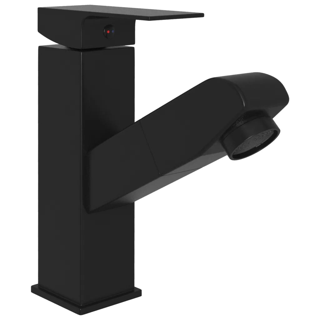 Rubinetto Lavabo da Bagno Funzione Estraibile Nero 157x172 mm 149076