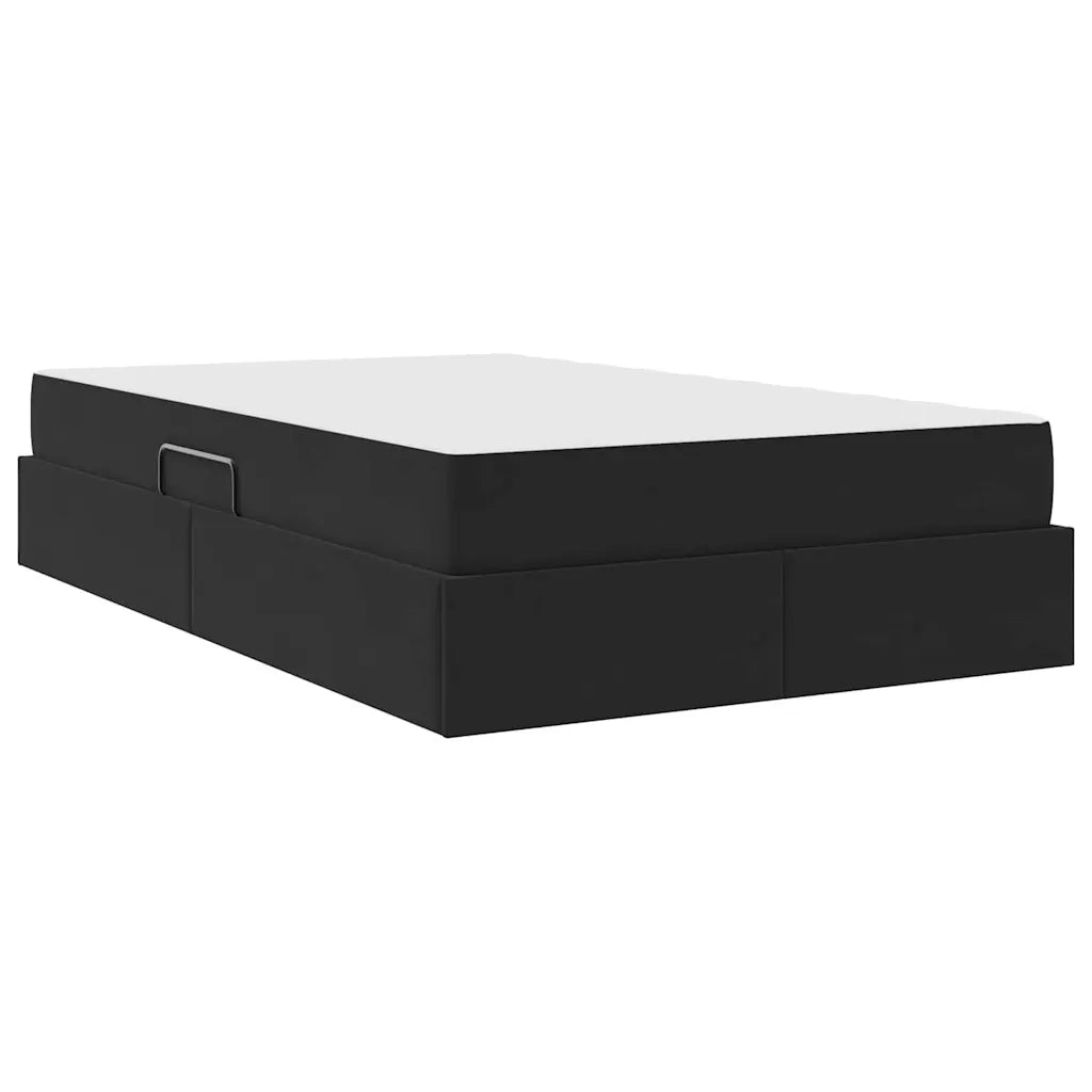 Letto con contenitore e materasso Nero 120 x 200 cm Velluto