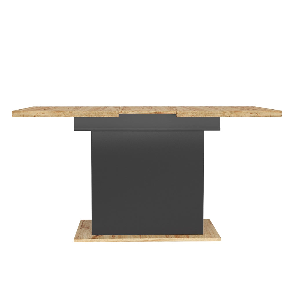 Tavolo da pranzo allungabile 110-140x80x75 cm; MDF e metallo; colore legno naturale