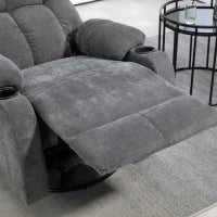 Poltrona Relax con Poggiapiedi, Poltrona Reclinabile, Girevole, fino a 150 kg, Struttura in Acciaio, 88x96x108cm, Grigio Scuro