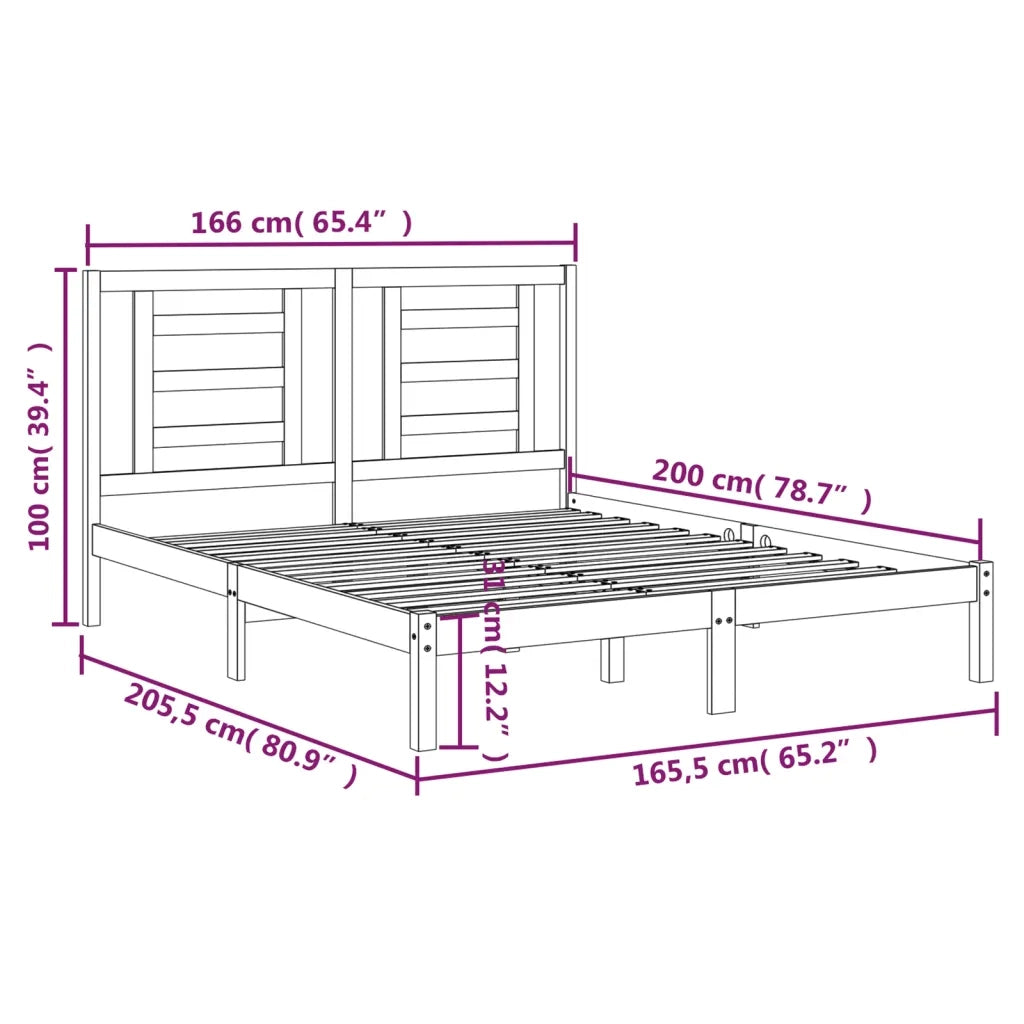 Giroletto senza Materasso Bianco 160x200 cm Legno Massello Pino