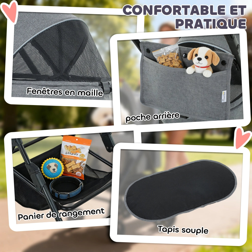 Cuscino per Cane Pieghevole Grigio ¨C zephmum ¨C 3 in 1 Nacelle Sospensione
