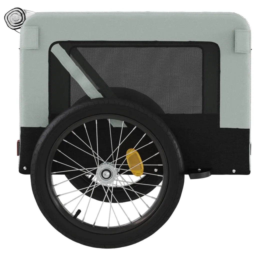 Rimorchio da Bici per Animali Grigio e Nero Oxford e Ferro 93923
