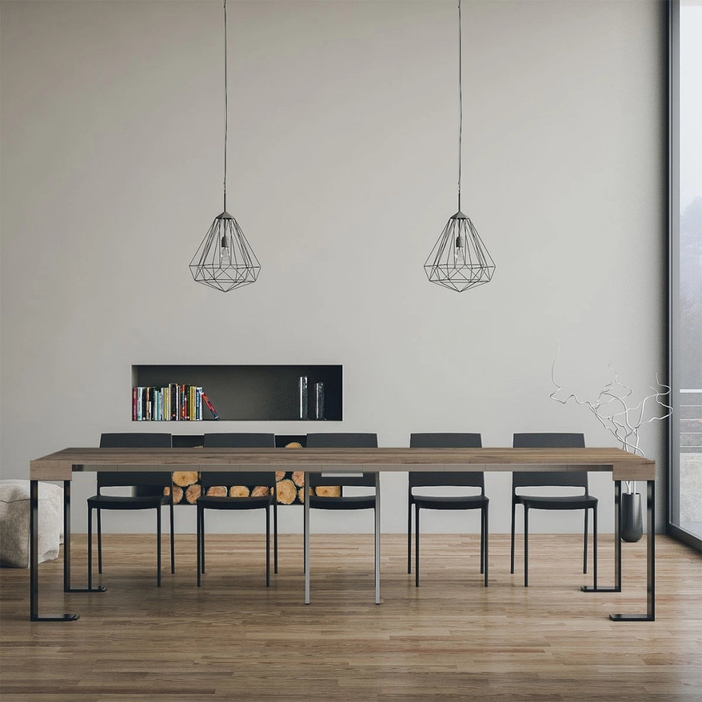 Consolle allungabile 90x40/300 cm Tekno Quercia Natura telaio Antracite