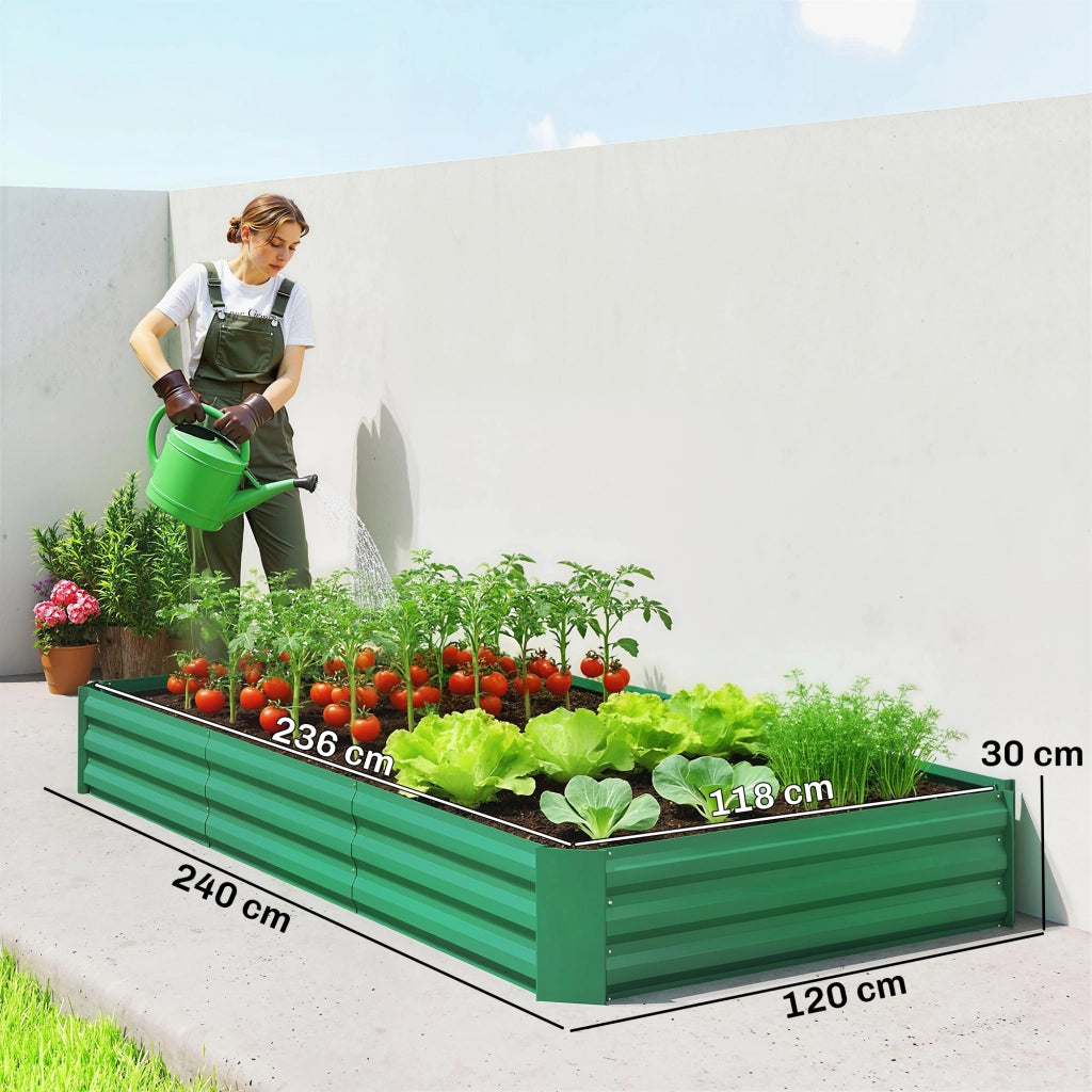 Jardiniere da esterno quadrata per orto galvanizzata 240x120x30 cm ¨C zephmum ¨C verde