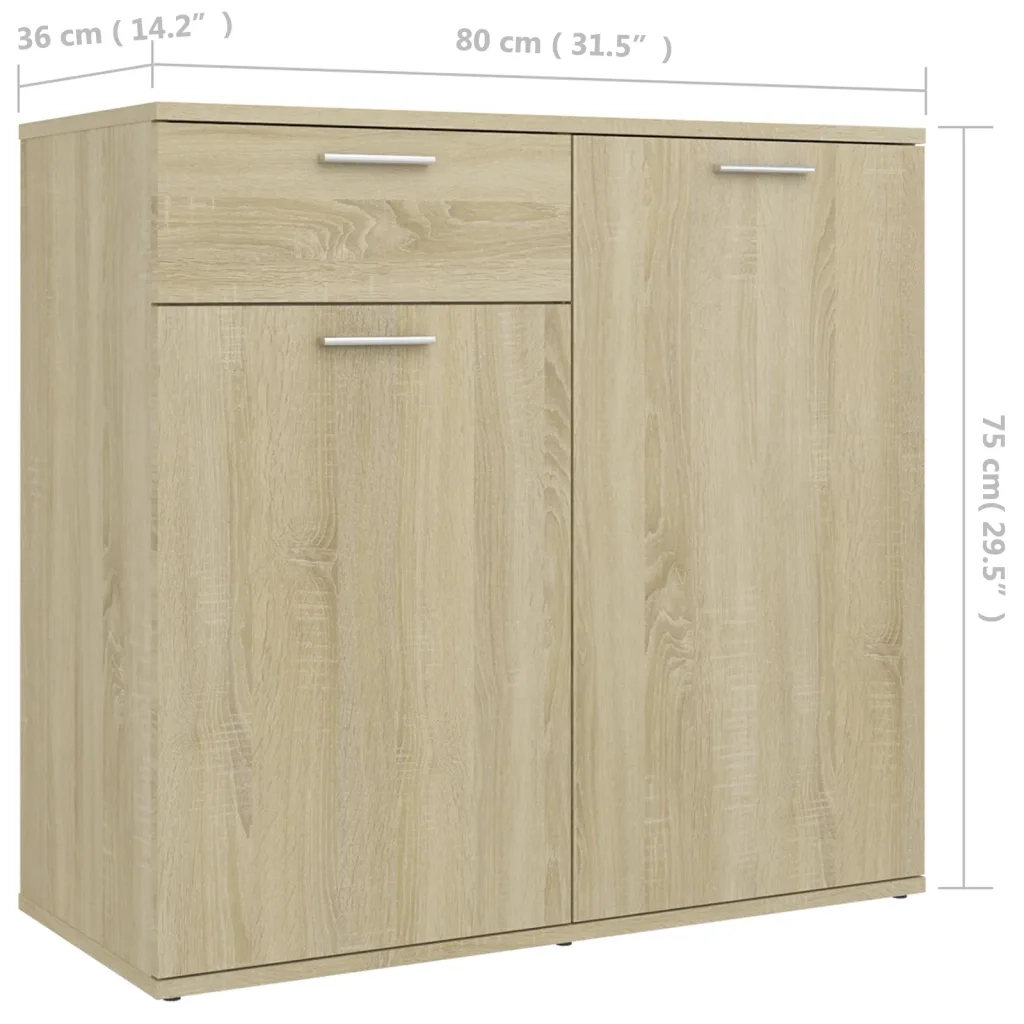 Credenza-Buffet-Armadio da cucina Rovere Sonoma 80x36x75 cm in Legno Multistrato