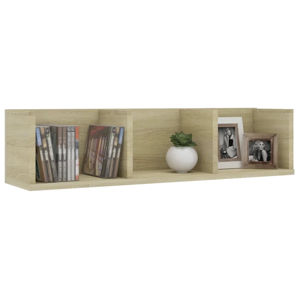 Scaffale Porta CD a Parete Rovere Sonoma 75x18x18cm Multistrato 801313