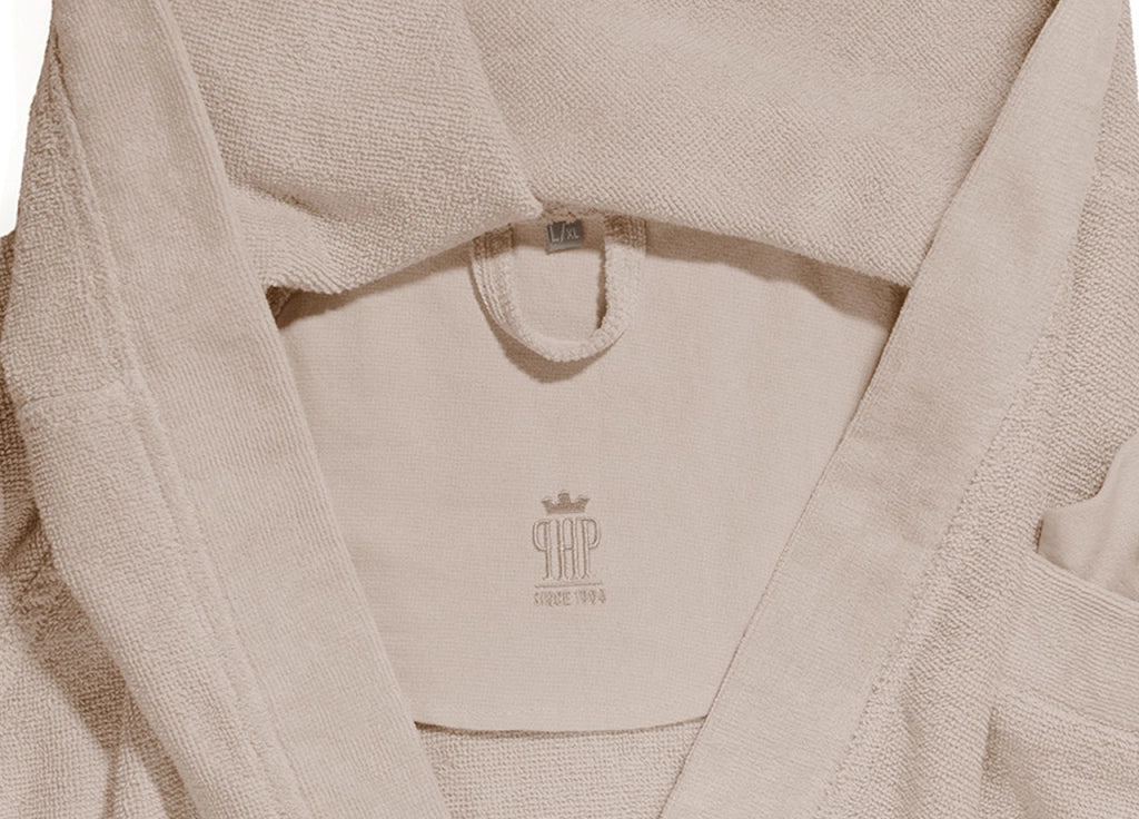 Accappatoio Con Cappuccio E Tasche In Spugna Mod. Joy Tinta Unita Lino - M-L - Lino