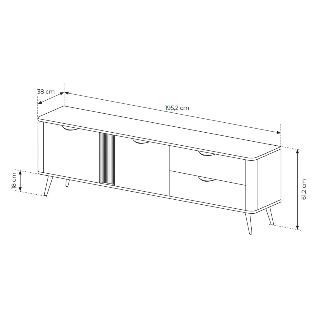 Kamirili, Mobile Porta tv 2 Cassetti, 195x38x61h cm Marrone Noce