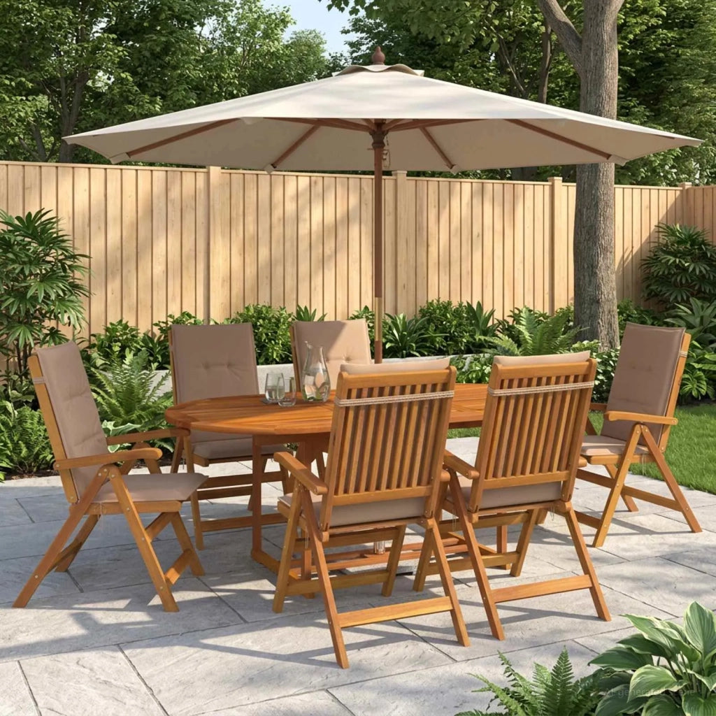 Set da pranzo da giardino 7 pezzi Naturale 3434490