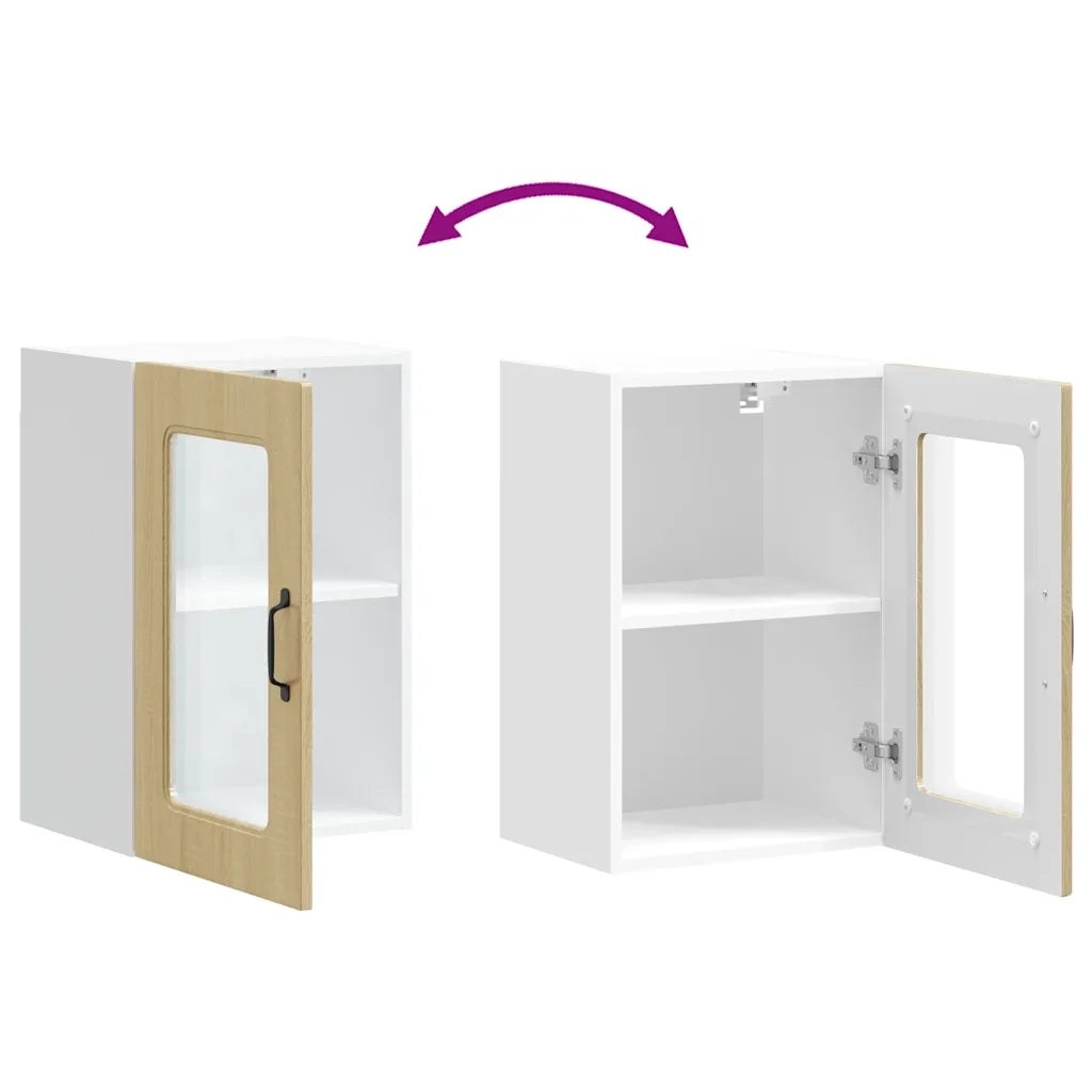 Pensile da Cucina | Mobile da Cucina con Porta in Vetro Kalmar Rovere Sonoma